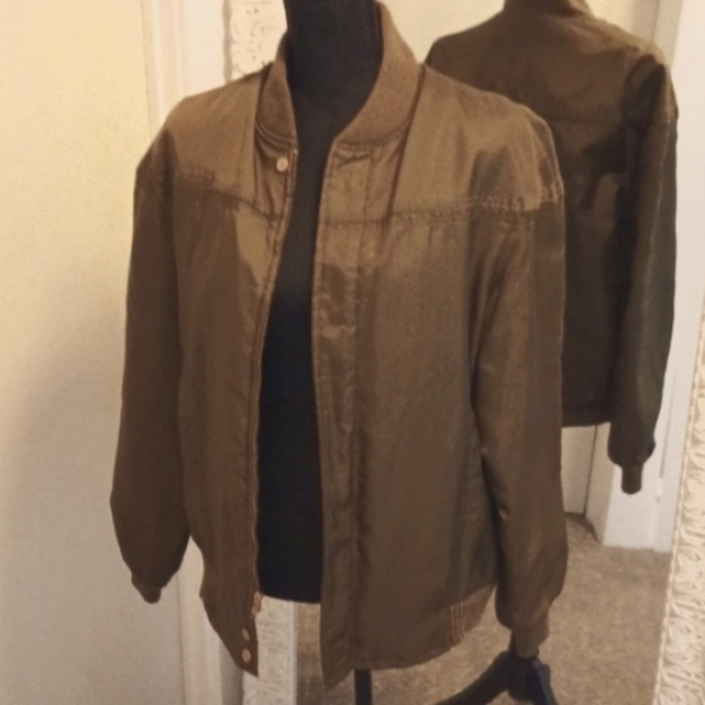 Vintage Campus Outerwear Olive Bomber Jacket